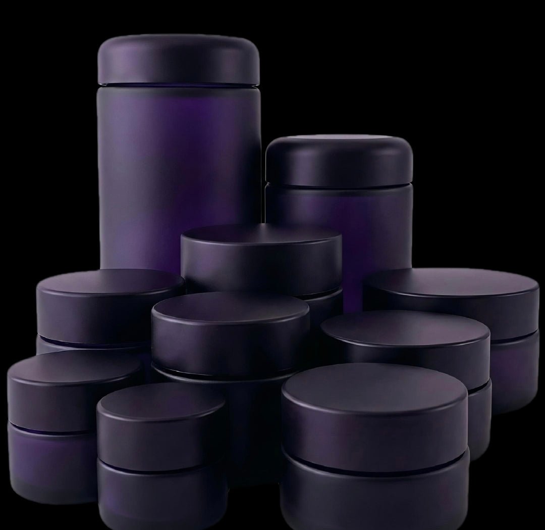 Tous nos formats de pots en verre violet Miron, de 5ml à 2000ml - MirO Stash
