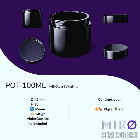 Pot MirØStash [L] 100ml Glass Jar en verre Miron®️ | 🍯🍫 30gr | 🥦 7gr