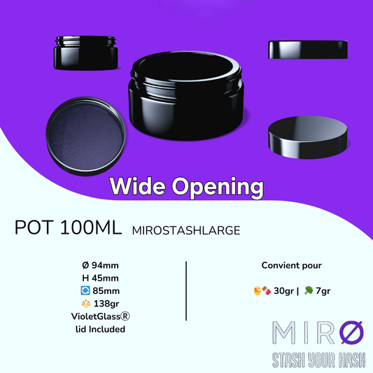 Pot MirØStash [Large] 100ml en Verre Miron®️ | 🍯🍫 30gr | 🥦 7gr