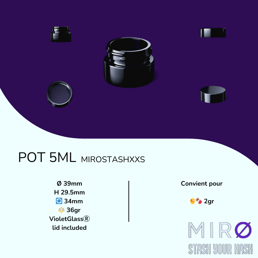 Pot MirØStash [XXS] 5ml Glass Jar en Verre Miron®️ | 🍯🍫 2gr